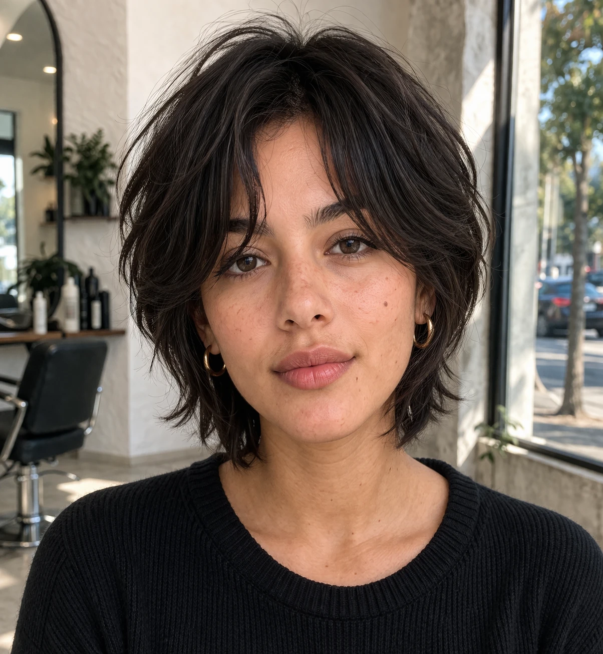 Bixie Cut haircut front profile with clear silhouette and texture detail.