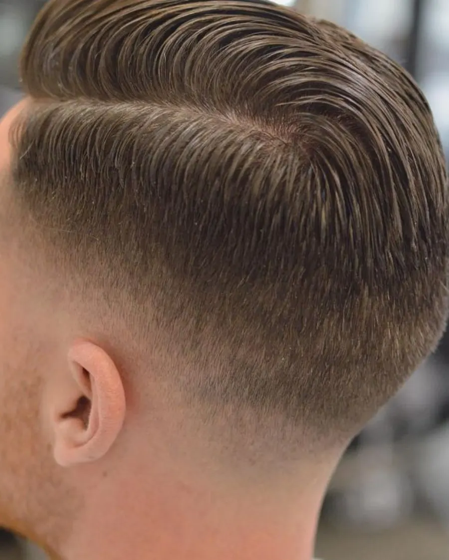 Classic fade back profile with clean neckline and taper.