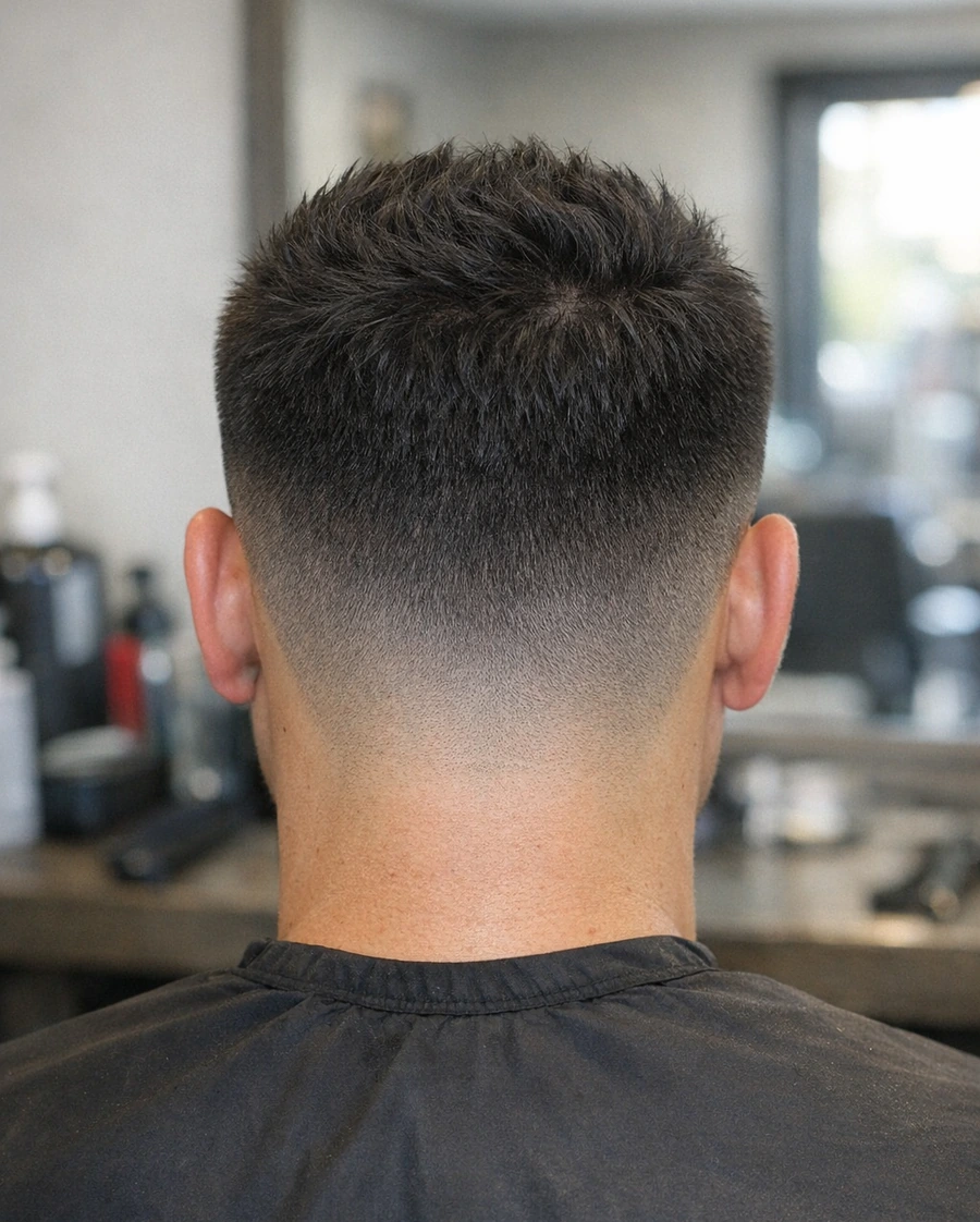 Classic fade back profile with clean neckline and taper.