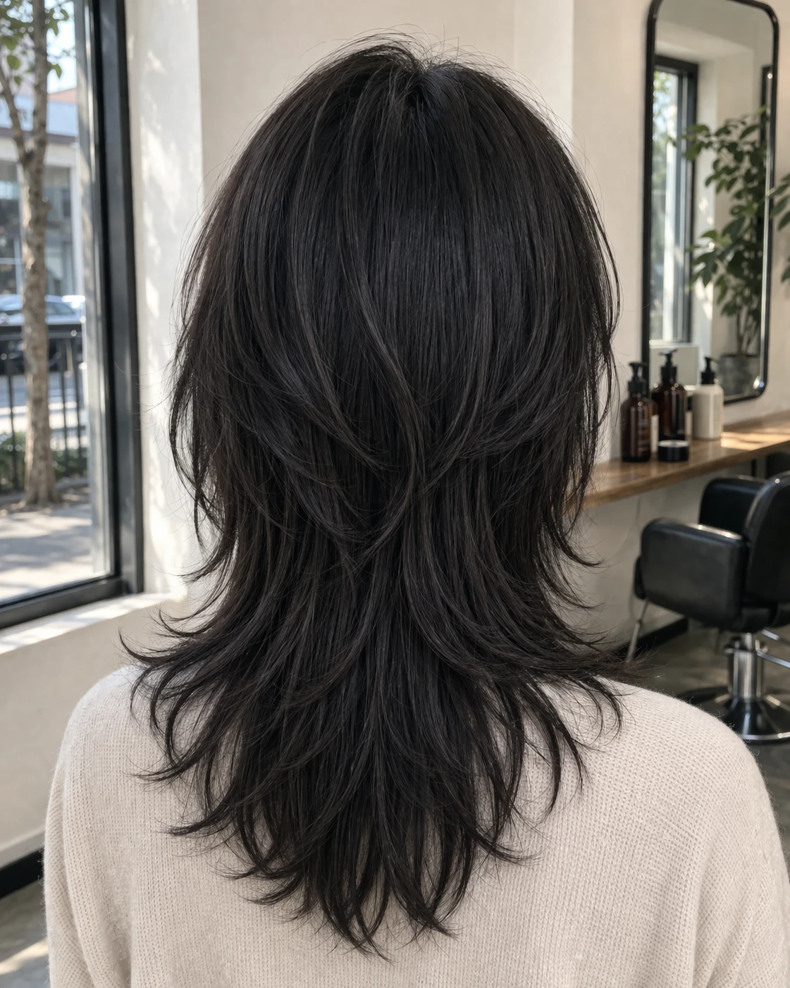 Hush Cut haircut back profile with crown structure and neckline detail.