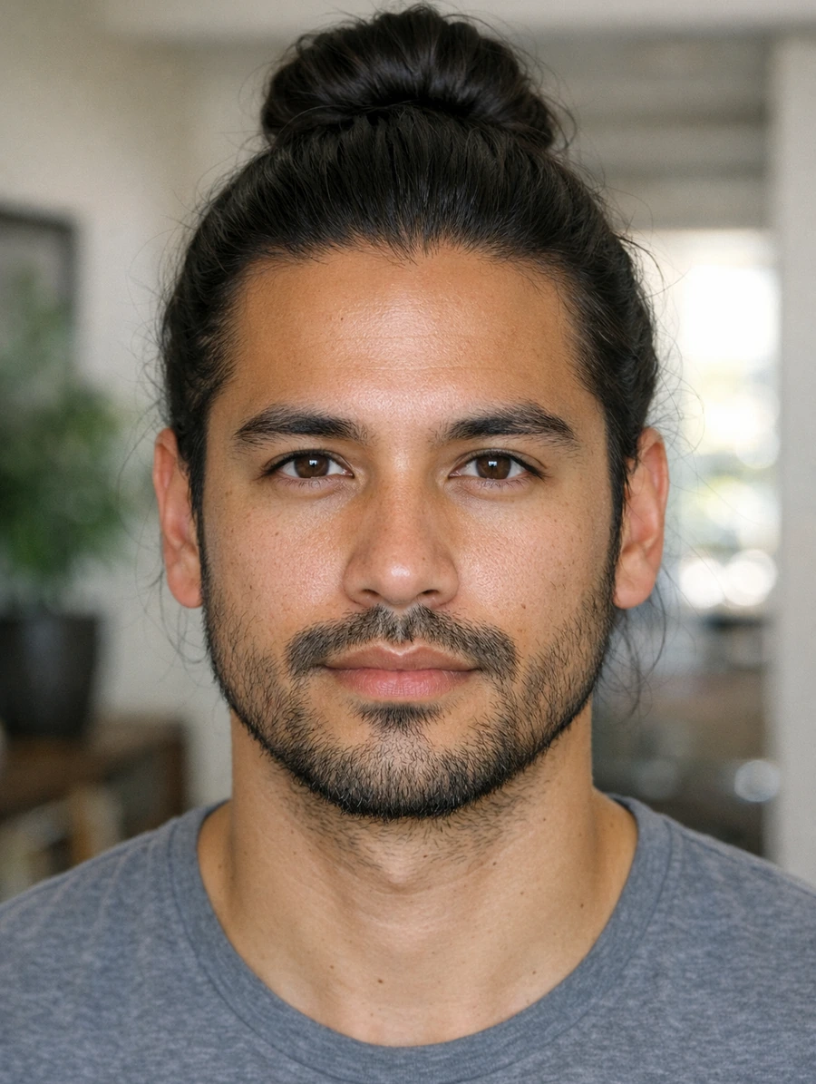 Man Bun haircut style reference photo