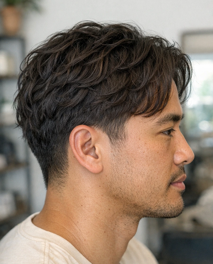 Messy waves side profile showing layered wave movement.