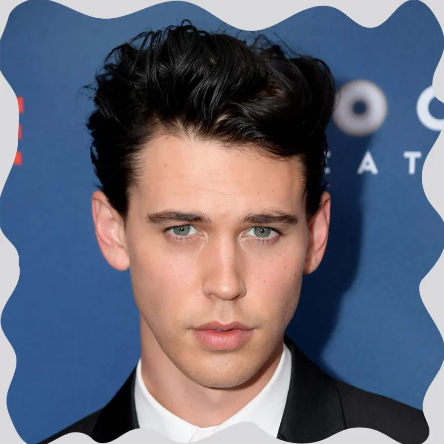 Quiff haircut top view showing texture distribution.