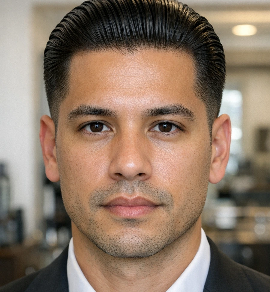 Slick Back haircut style reference photo