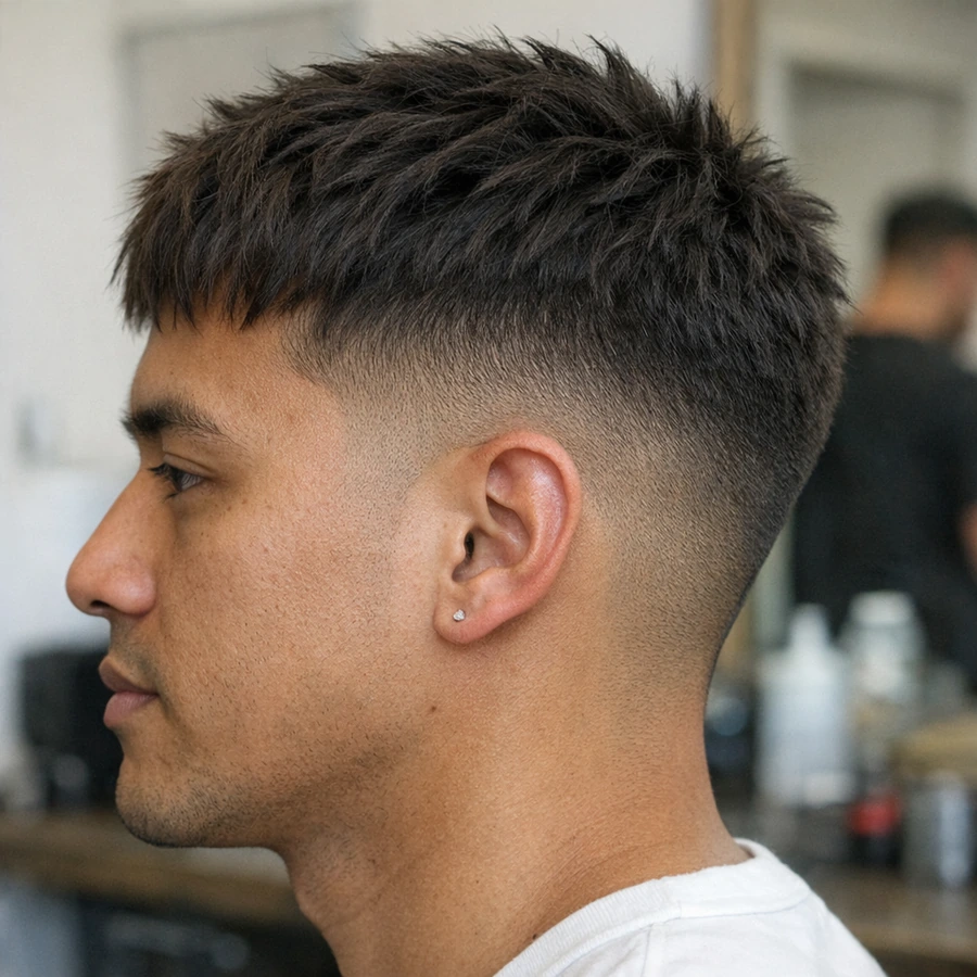 Textured crop side profile highlighting choppy layers.