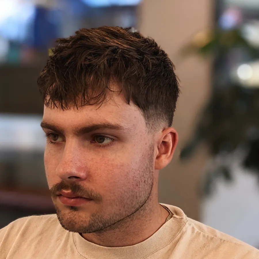 Textured crop back profile with clean crop perimeter.