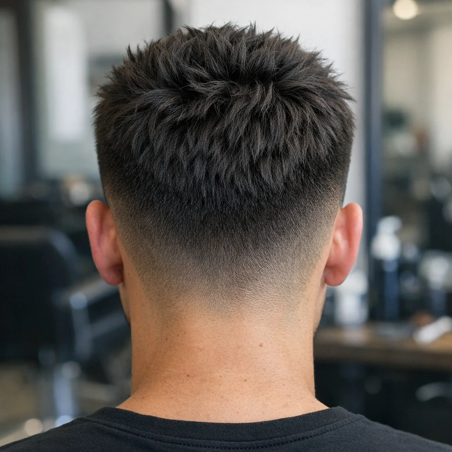 Textured crop back profile with clean crop perimeter.